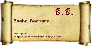 Baahr Barbara névjegykártya